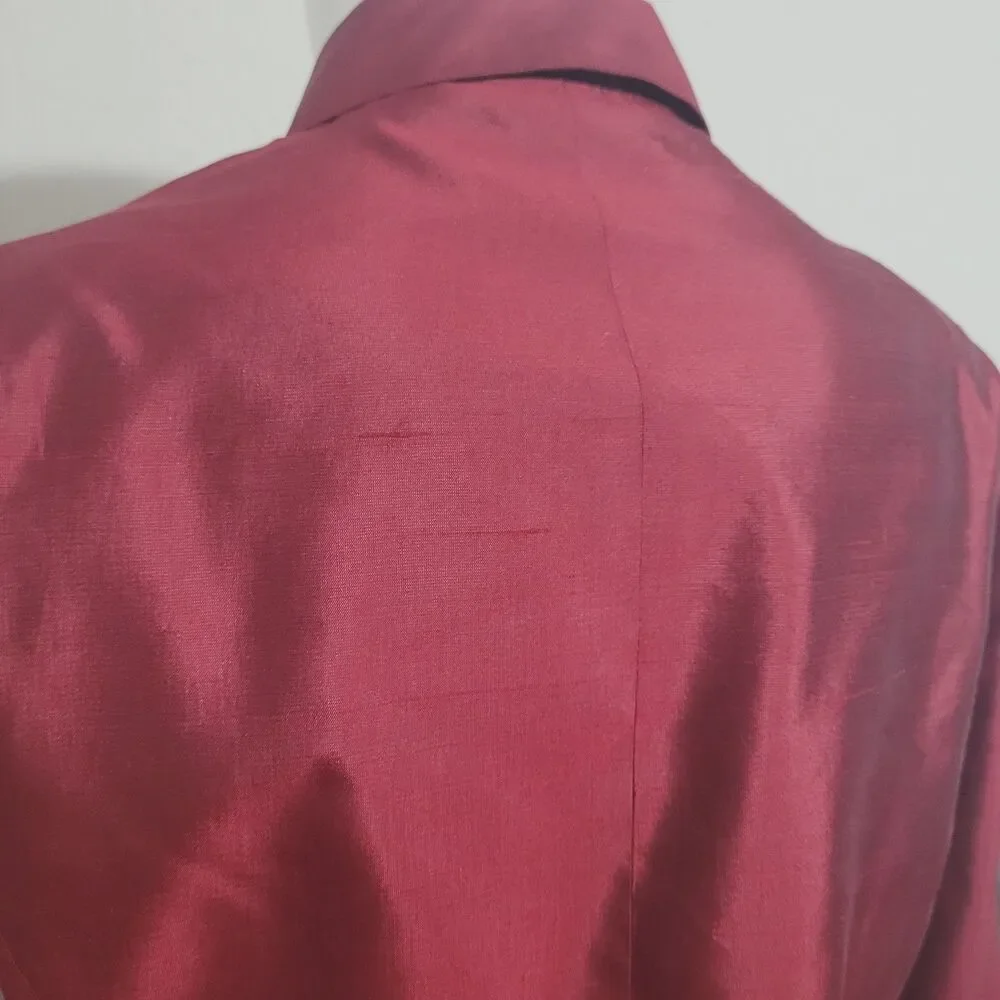 Silkland Petite size 8P button front blouse silk collar lightweight shoulder pad
